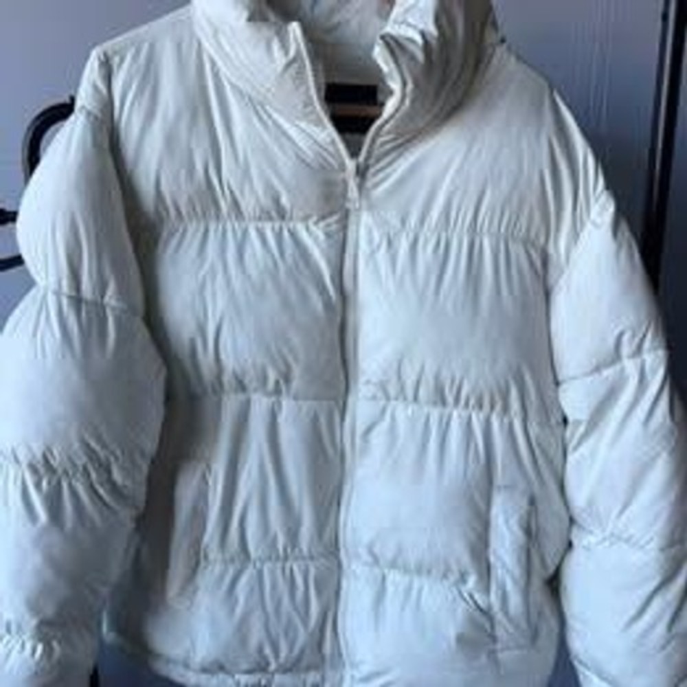 NovaMen White Puffer Jacket Mens Large Full Zip Quilted Winter Coat ZDF01O340016